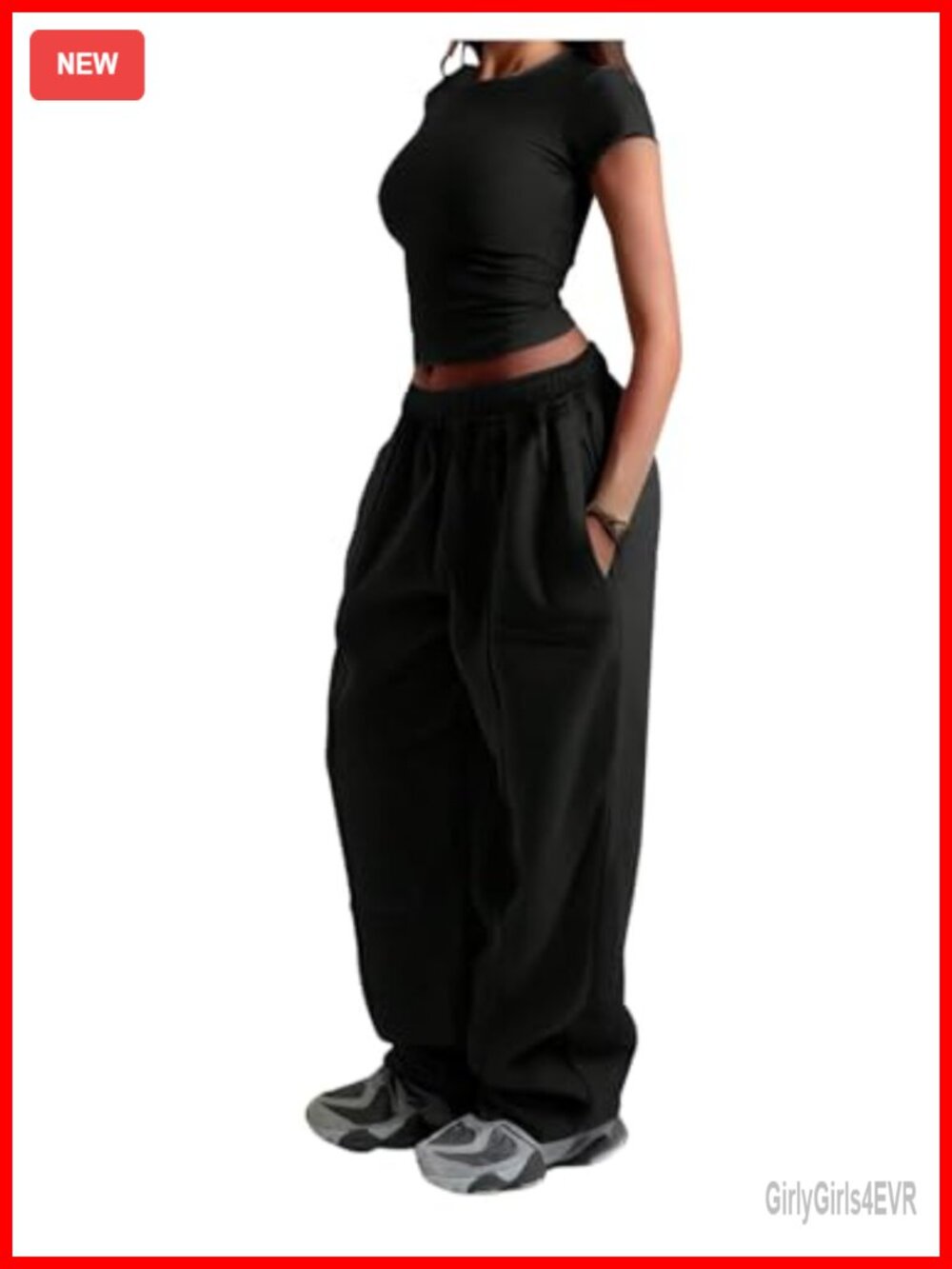 Women's Low Rise Baggy Gym Sweatpants Oversized Joggers Y2K Wide Leg Pull On